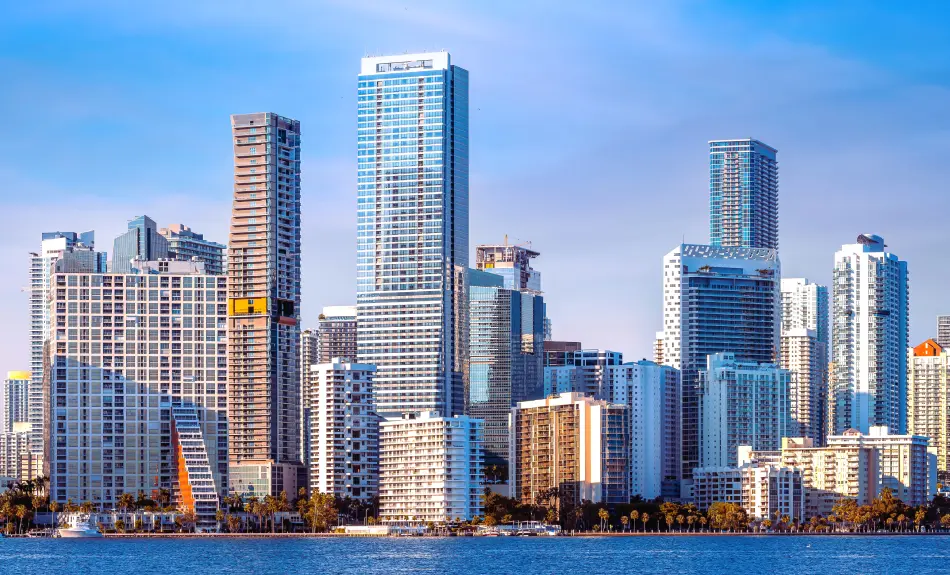 Miami skyline with homes showing real estate affordability